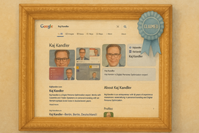A claimed google Knowledge Panel in a Golden Frame